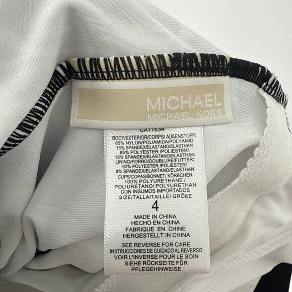 Michael Kors Womens Size 4 Black White Printed Square-Neck One-Piece Swimsuit - Picture 6 of 6